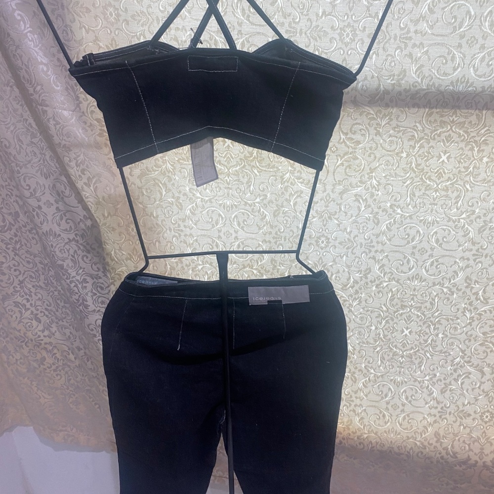 Ladies Iceberg Denim Tube&Capri Set Sz 38(US 26/S) - Picture 3 of 10